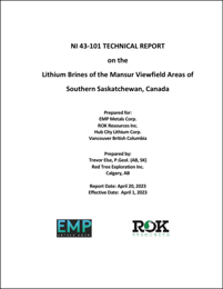 Lithium Brines of Mansur Viewfield Areas